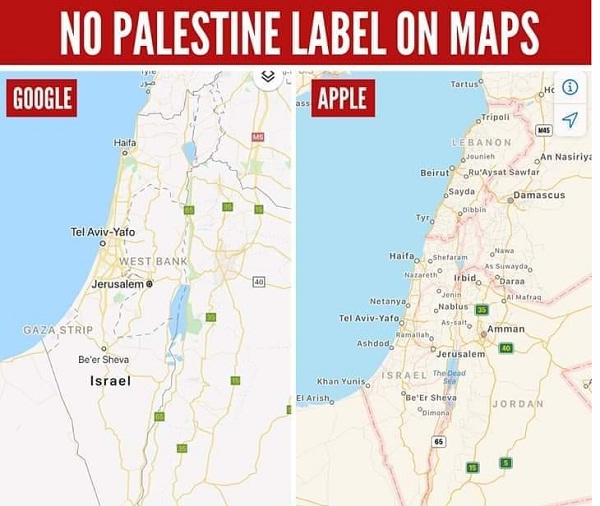 google removes palestine mape from google maps 